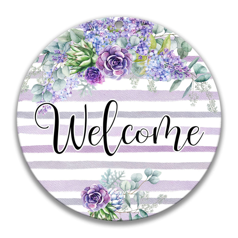 Lavender, Roses, and Eucalypsus Welcome Sign