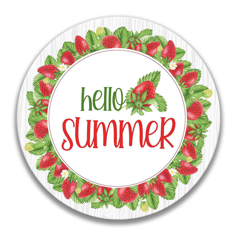 Hello Summer Strawberry Wreath Metal Wreath Sign