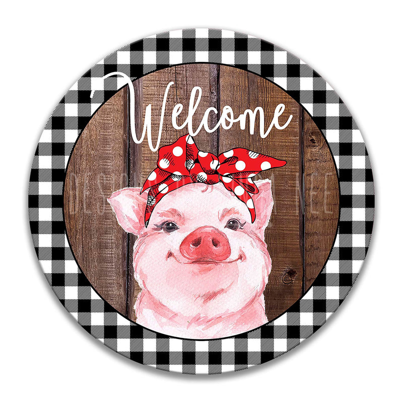 Farmhouse Pig Welcome Wreath Sign