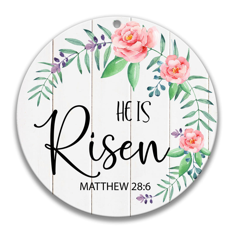He is Risen Matthew 28:6 Scripture Wreath Sign