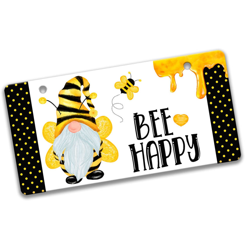 Bee Happy Honey Dripped Gnome Wreath 12x6 Sign