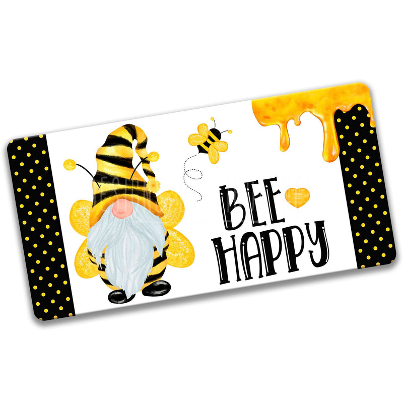 Bee Happy Honey Dripped Gnome Wreath 12x6 Sign