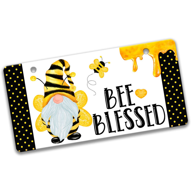 Bee Blessed Honey Dripped Gnome 12"x6" Sign
