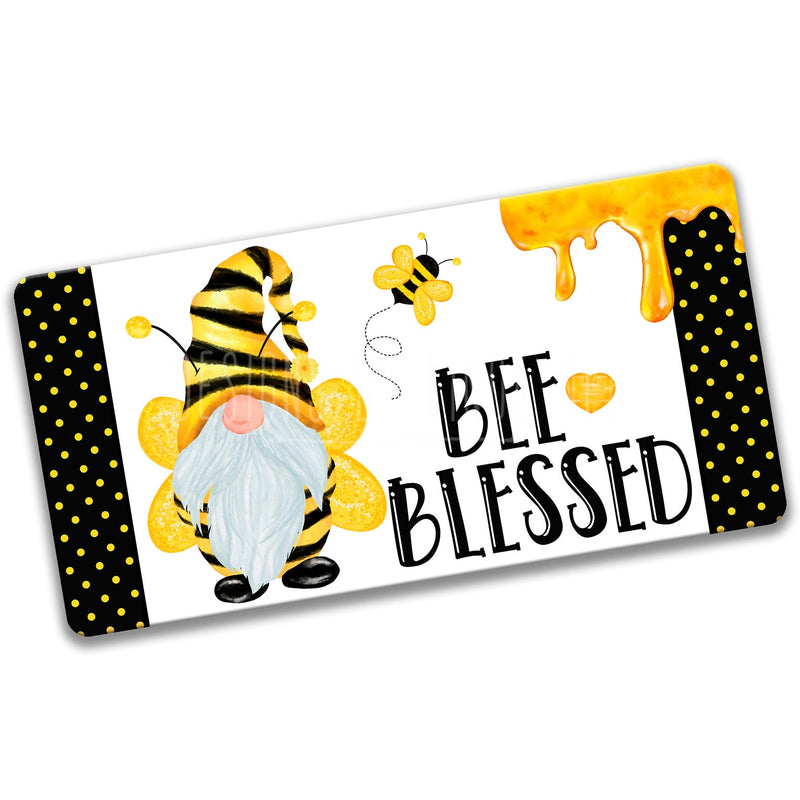 Bee Blessed Honey Dripped Gnome Wreath 12x6 Sign
