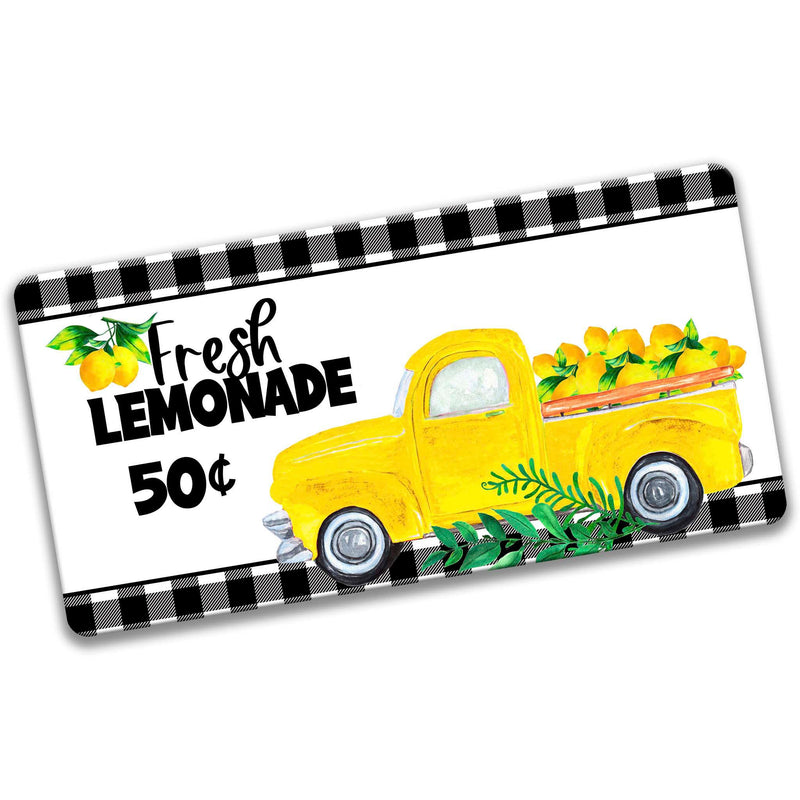 Lemon Yellow Pickup Truck Lemonade Wreath 12x6 Sign
