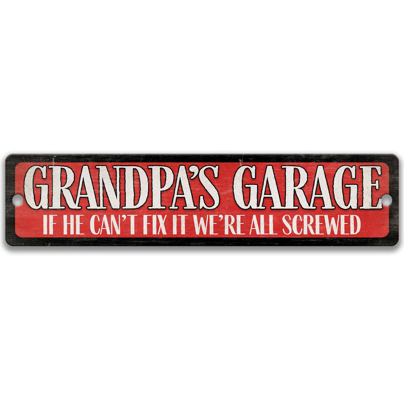 Grandpa's Garage Street Sign with Distressed Background