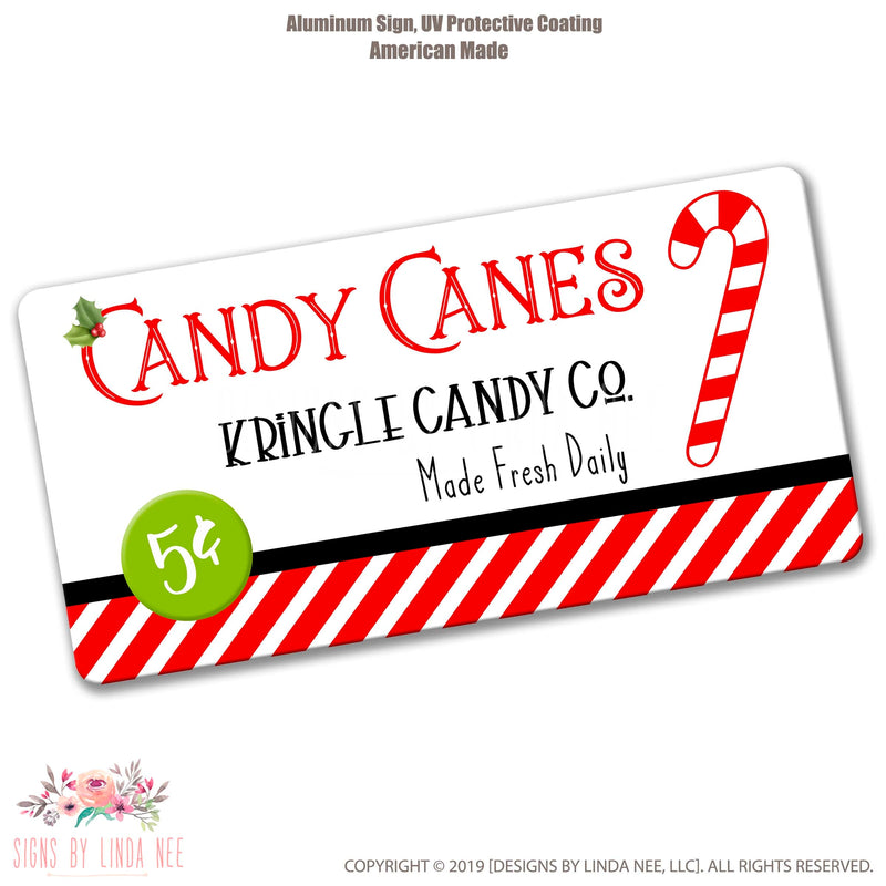 Candy Cane Sign, Christmas Wreath Sign, Kringle Candy Co Christmas Sign, Vintage Sign, Front Door Decor, Santa Sign Christmas Wall Art SHO84