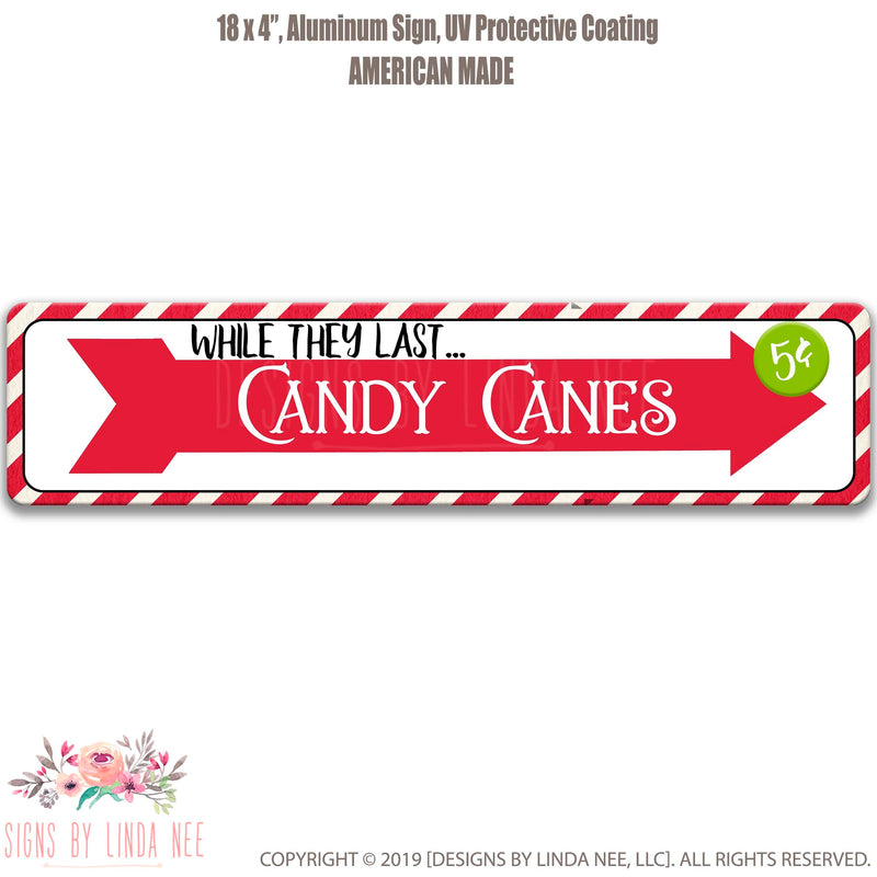 Candy Canes Sign Front Yard Sign Candy Canes Street Sign Front Door Sign Christmas Decor Holiday Decor Novelty Sign 5 Cent Sign SHO104