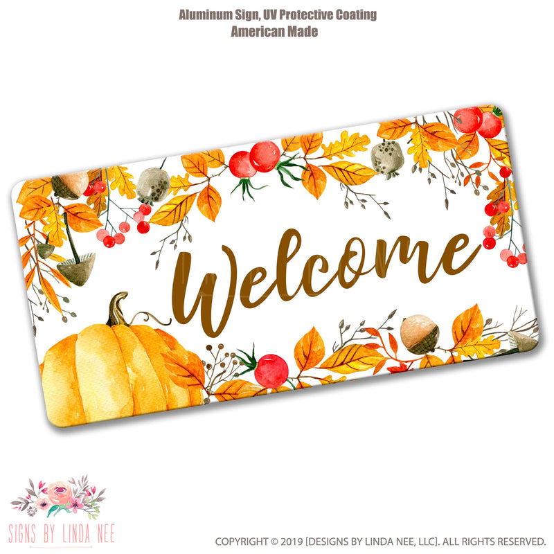 Fall Wreath Sign, Fall Welcome Sign, Colorful Leaves Sign, Pumpkin Sign, Thanksgiving Sign, Fall Sign, Fall Decor, Autumn Wreath Sign SHO143