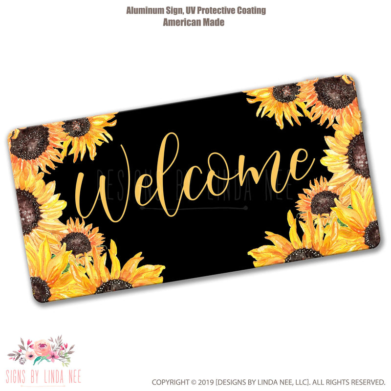 Sunflowers Metal Wreath Sign, Welcome Wreath Sign, Front Door Sign, Front Door Welcome Sign, Front Door Decor Sign for Front Porch SPH20
