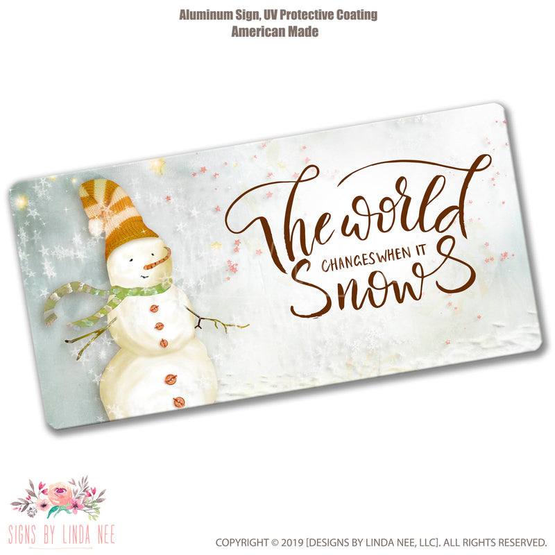Snowman Wreath Sign, Gift for Snowman Lovers, Christmas Sign, Wreath Accessory, Winter Door Hanger, Snowman Home Decor, Let it Snow SHO34
