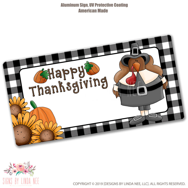 Happy Thanksgiving Sign, Turkey Sign, Pilgrim Sign, Fall Wreath, Craft Supplies, 6x12 License Plate, Wreath Supplies, Wreath Accessory SHO45
