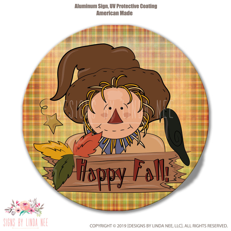 Scarecrow Face Sign, Happy Fall Wreath Sign, Scarecrow Wreath, Autumn Home Decor, Cute Primitive Front Door Sign, Attachment SHO49