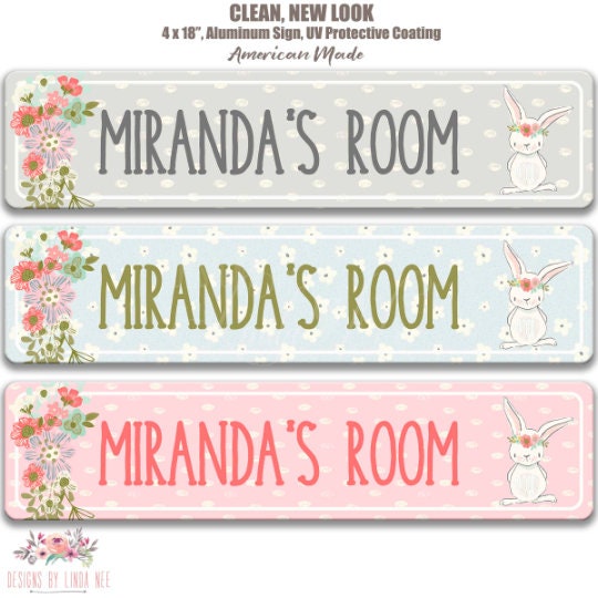 Kids Room Sign Personalized Girls Room Sign Bedroom Decor Custom Sign Kids Decor Girl Name Sign Kid Bedroom Door Sign Bunny SK1