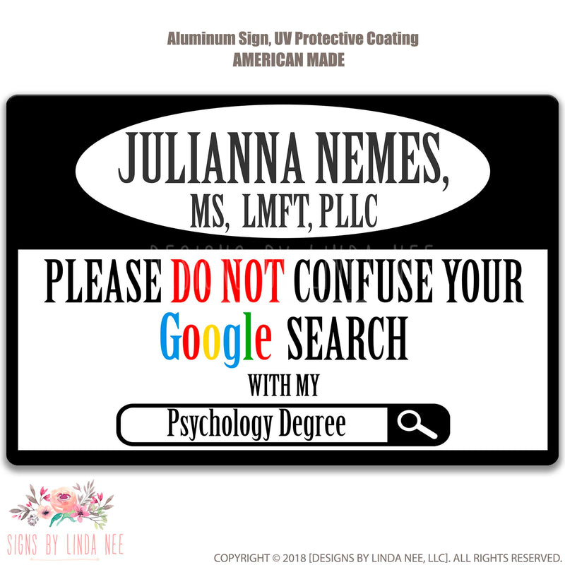 Personalized Psychology Degree GOOGLE Search Psychology Degree Sign, Funny Psychologist Sign, Medical Sign, Funny Doctor Gift PHD SGS1