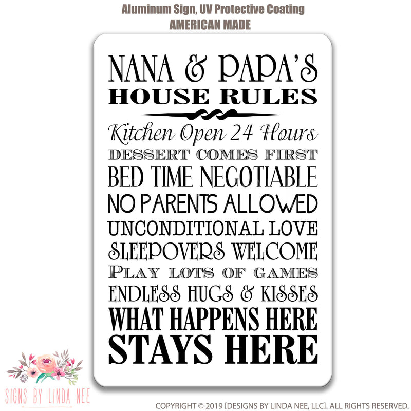 Nana and Papa House Rules Sign, Nana and Papa Sign, Gift for Nana Gift for Papa Grandparents Sign, Grandparents Gift Nana and Papa Gift SPH1