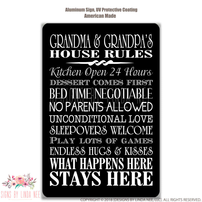 Grandma and Grandpa House Rules Sign, Grandma and Grandpa Sign, Gift for Grandma Gift for Grandpa Grandparents Sign, Grandparents Gift SPH4