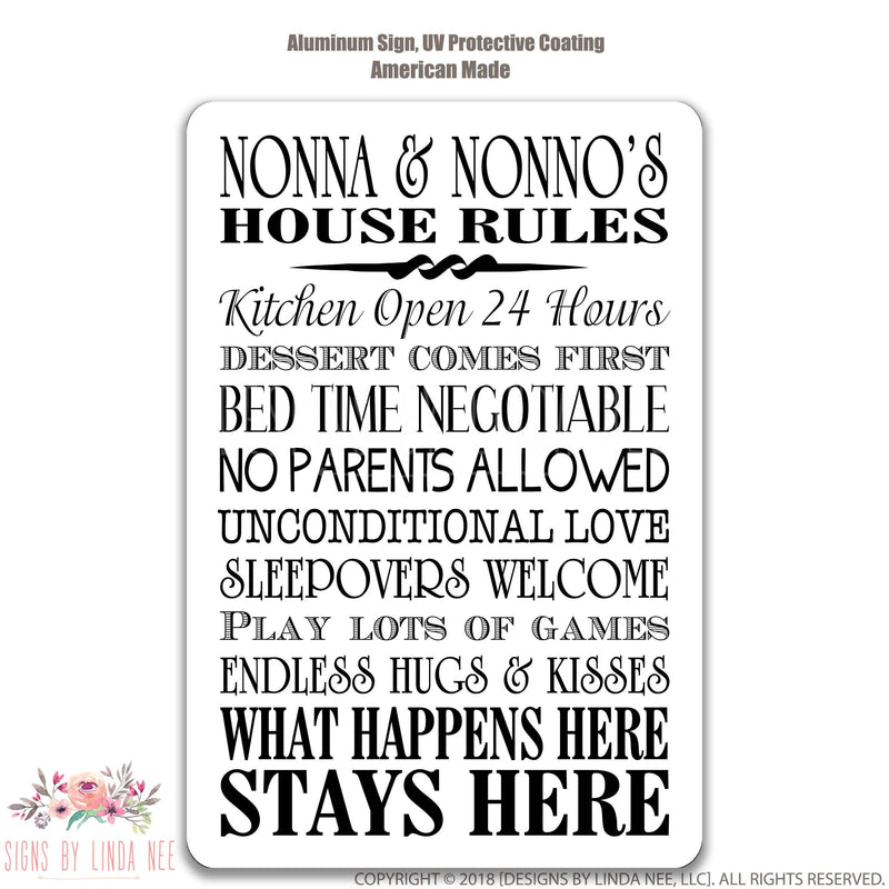 Nonna & Nonno's House Rules Sign