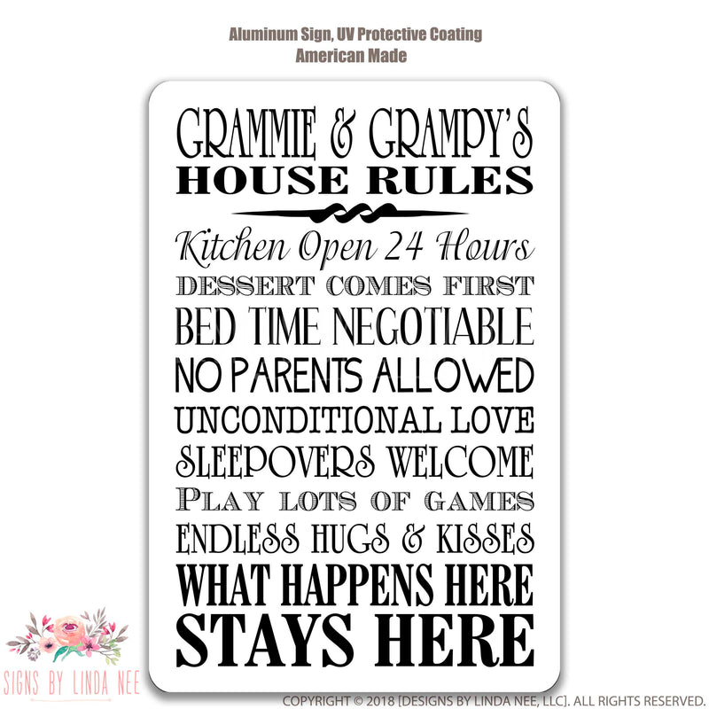 Grammie and Grampy Sign, Grammie and Grampy House Rules Sign, Gift for Grammie Gift for Grampy Grandparents Sign, Grandparents Gift SPH16
