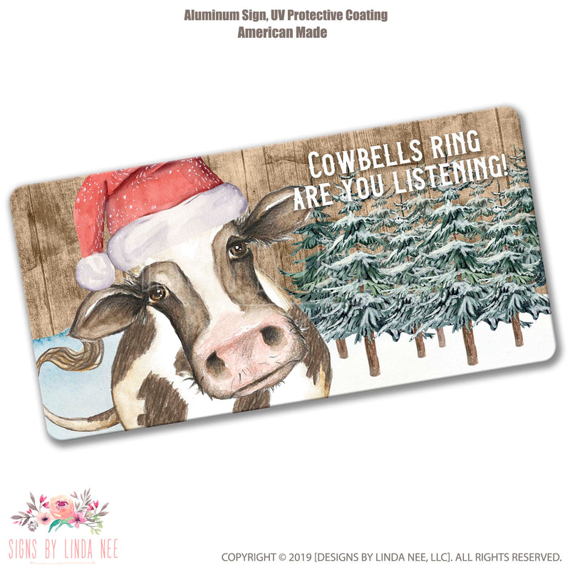 Cowbells Ring Are You Listening Cow Decor, Cow Wreath Sign, Christmas Wreath Sign, Christmas Decor, Country Christmas Signs, Farm SHO173