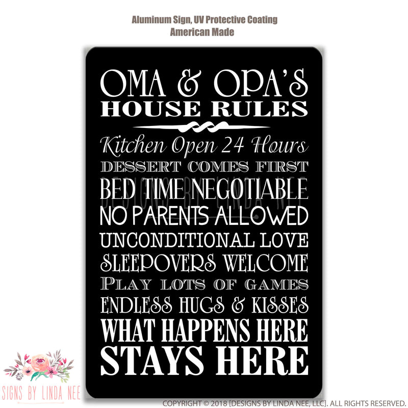 Oma and Opa House Rules Sign, Oma and Opa Sign, Gift for Oma Gift for Opa Grandparents Sign, Grandparents Gift Oma and OPa Gift SPH5