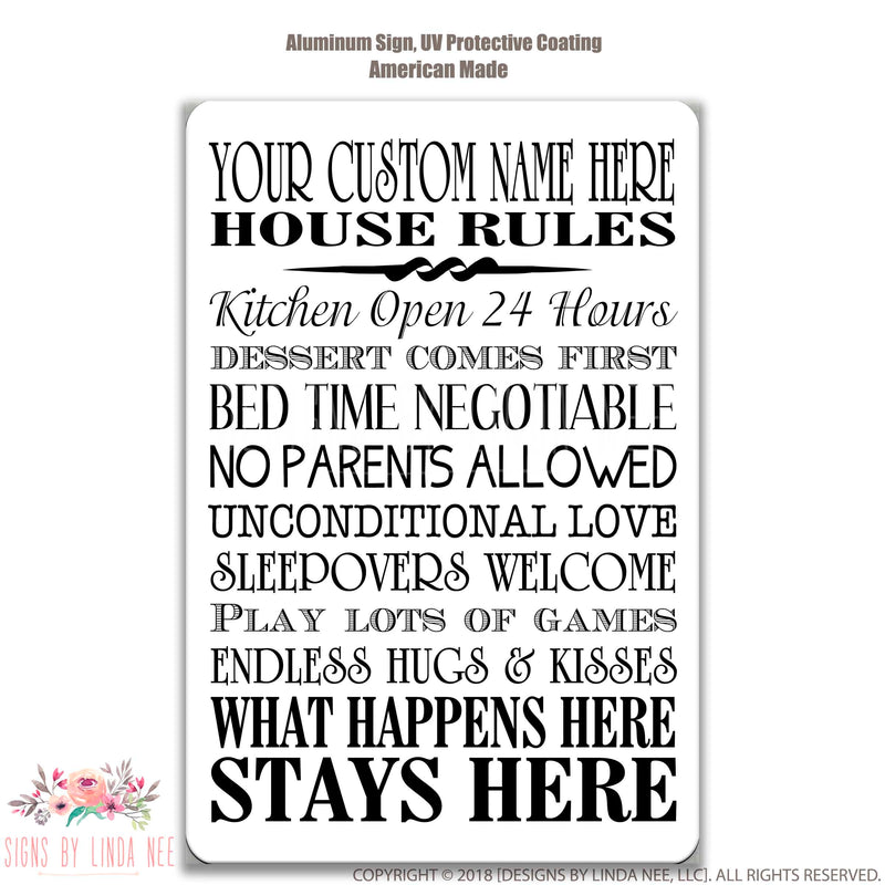 Personalized House Rules Sign, Personalized Sign, Custom Nama Grandparents Sign, Grandparents Gift Mimi and Poppy Gift SPH6