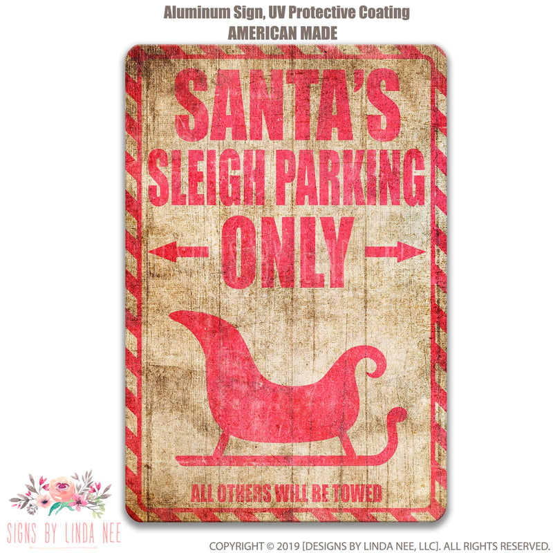 Santa's Sleigh Parking Sign, Christmas Decor, Santa Sled Decor, Santa Sled Sign, Santa Claus Christmas Sign, Santa Parking Sign SHO215