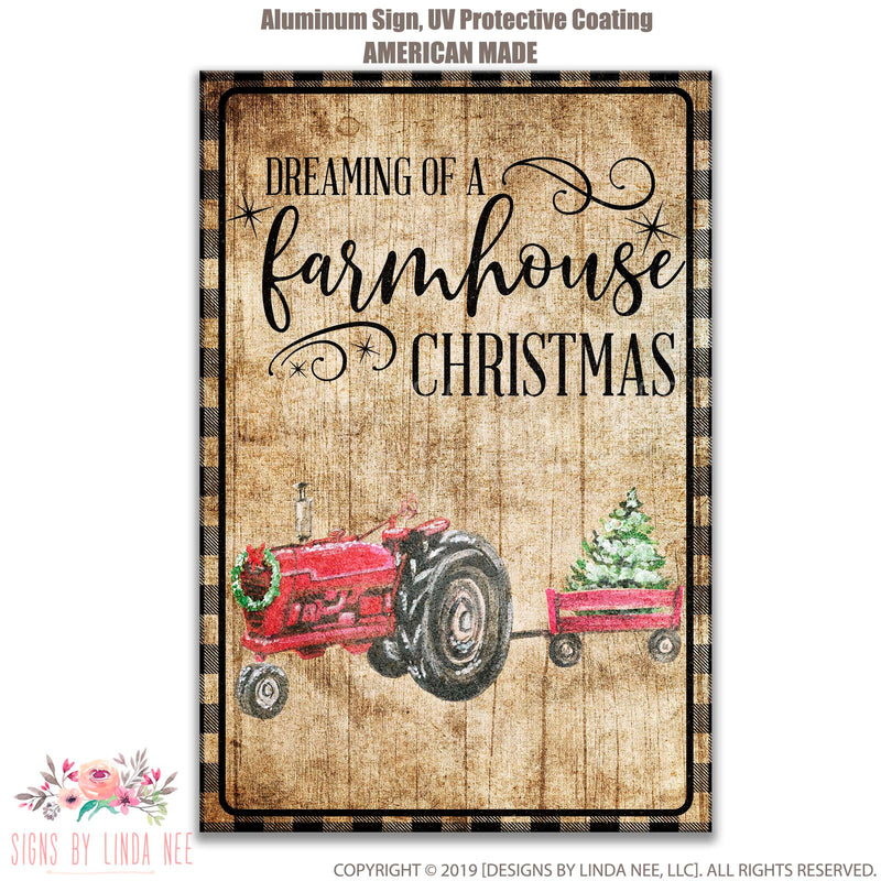 Farmhouse Christmas Red Tractor Sign Farmhouse Wall Sign Distressed Wood Sign Christmas Decor Welcome Sign Rustic Christmas SHO216
