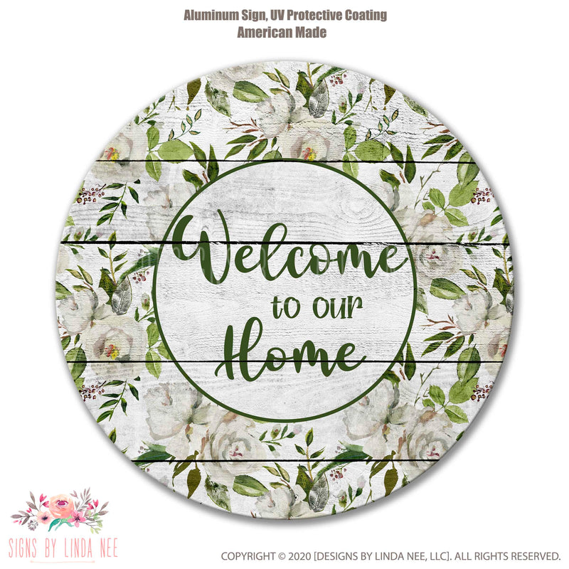 Floral Welcome to our Home Sign, Summer Wreath Sign, Rustic Wood Wreath Decor, Spring Welcome Sign, Summer Decor, Wreath Attachment SPH66