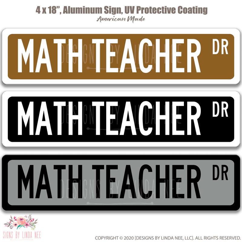 Math Teacher Sign, Gift for School Teacher, Classroom Sign, Teacher Gift, Social Worker Decor, Personalized Street Sign, Custom Gift OCC14