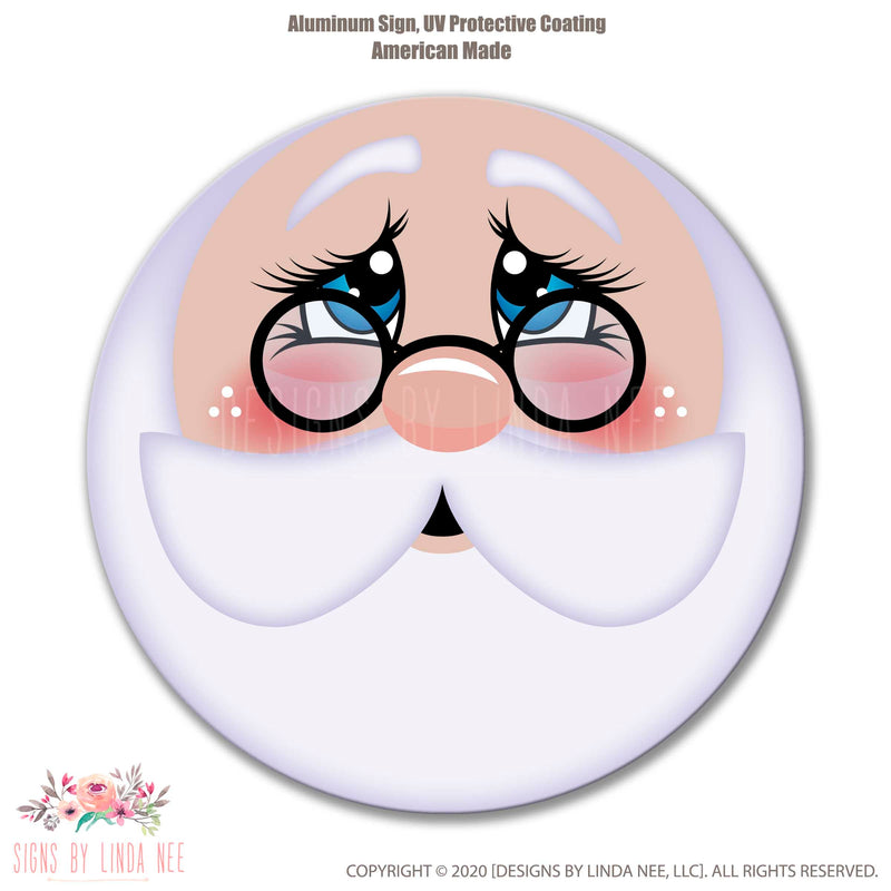 Santa Face Blue Eyes with glasses on a white background