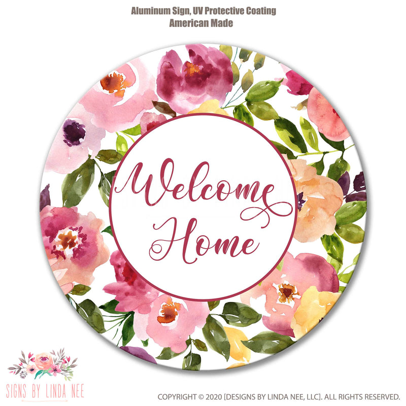 Floral Welcome Sign, Summer Wreath Sign,  Wreath Decor, Spring Welcome Home Sign, Summer Decor, Wreath Attachment, Embellishment SPH63