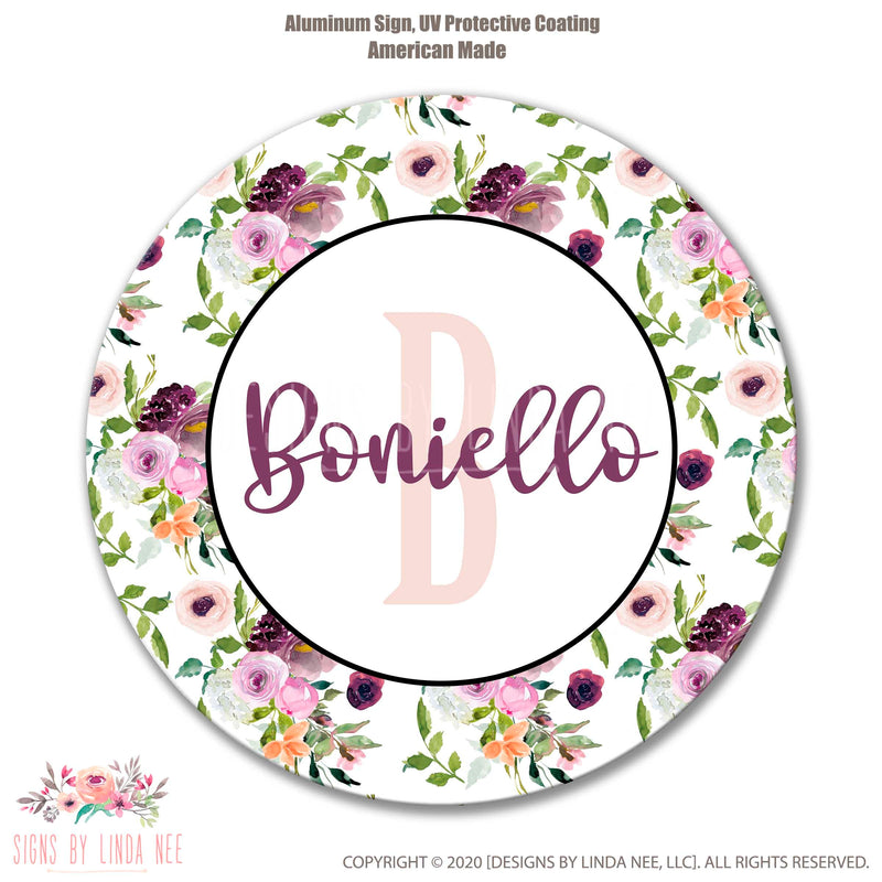 Personalized Family Sign, Custom Name Decor, Floral Wreath Sign, Wreath Decor, Spring Welcome Sign, Custom Wall Sign Wreath Attachment SPH69