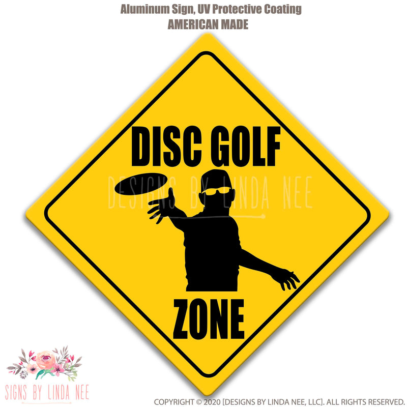 Yellow Disc Golf Zone Sign Disc Golf Disc 6"x6" Disc Golf Sign, Flying Disks, Disc Golf, Disc Golf Gift, Disc Golf Player, SPO8