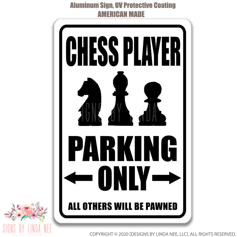 Chess Player Sign, Chess Player Parking Sign, Chess Lover Gift, Chess Decor, Game Room Sign, Wood Chess Sign, Gift for Chess Player SPO14