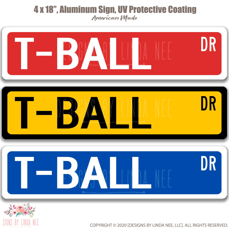 T-Ball Street Sign Trio Red with white, Yellow with blavk and Blue with white