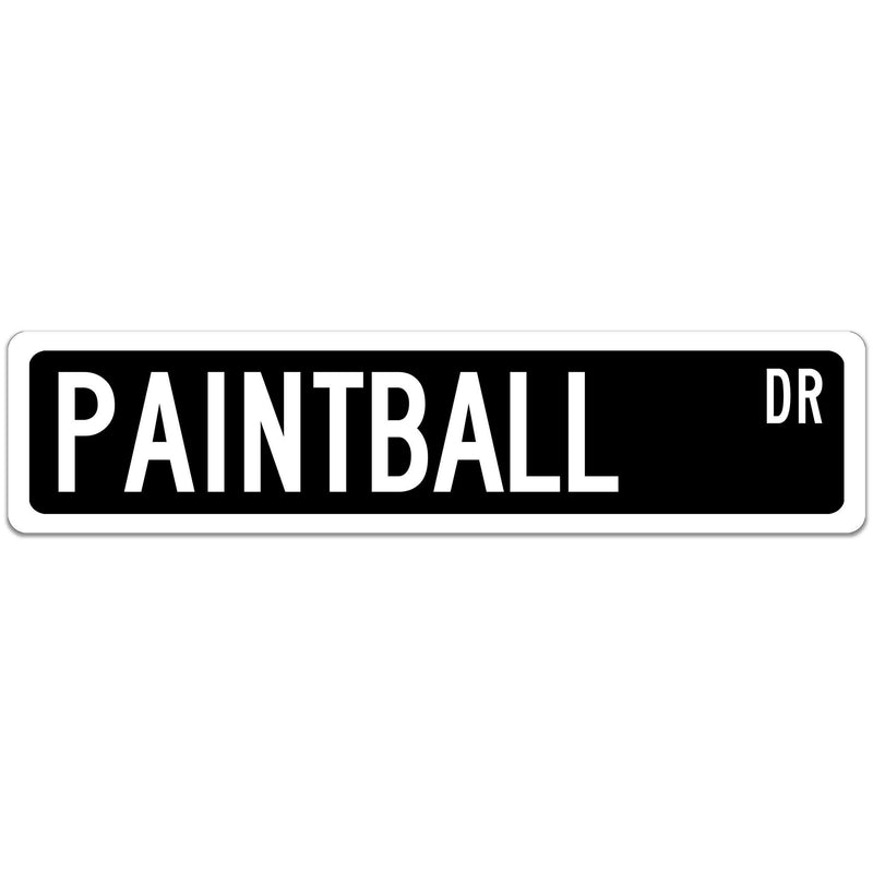 Paintballing Street Sign Black with white font