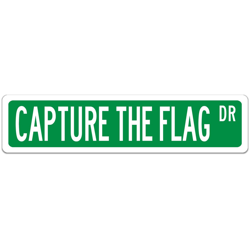 Capture The Flag Street Sign Green with white font
