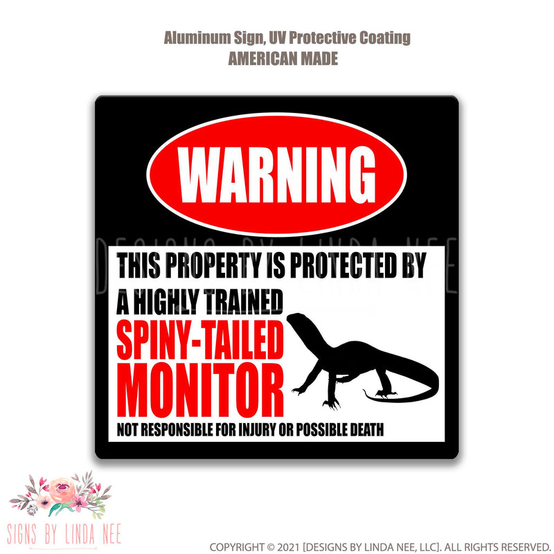 Lizard Sign Funny Spiny-Tailed Monitor Warning Sign Lizard Accessory Metal Sign Novelty Sign Lizard Decor Lizard Gift Pet 8-HIG001