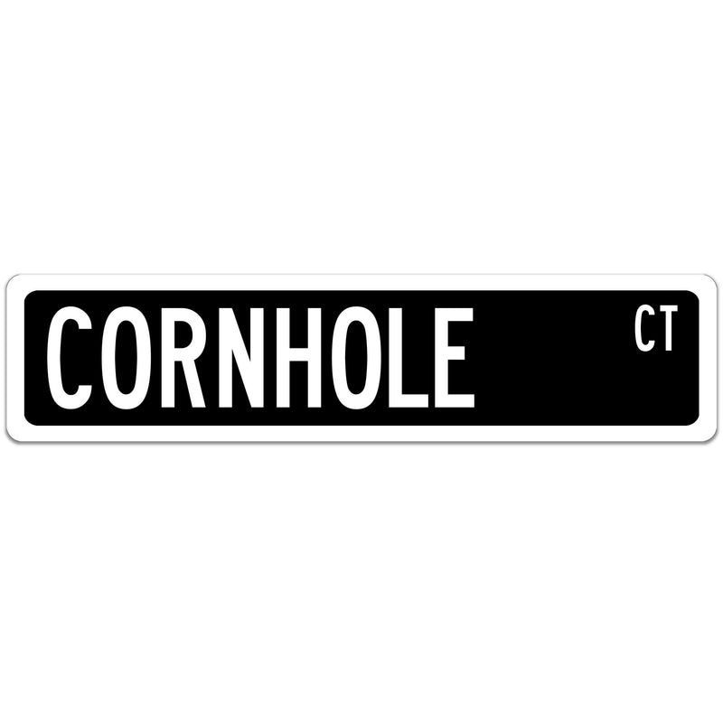 Cornhole Street Sign Black with white font