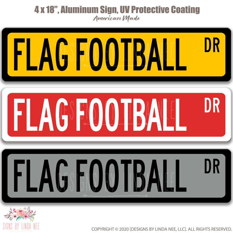 Flag Football Sign, Football Street Sign, Football Gift Football Fan Gift Football Player Football Decor Athlete Birthday Wall Decor OCC124
