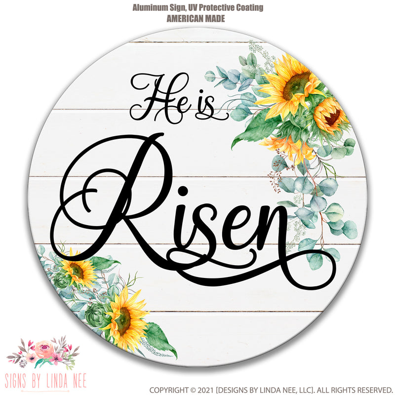 He Is Risen Sign For Easter And Spring Wreaths, Religious Easter Wood Metal Wall Sign, Christian Sign, Easter Door Hanger, X-EAS021