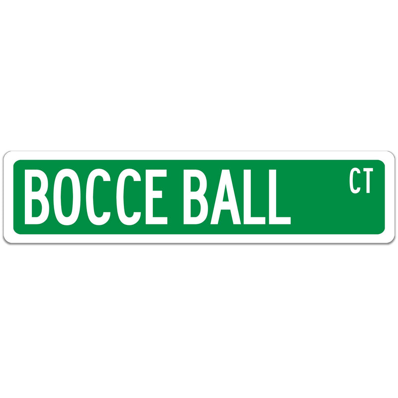 Bocce Ball Street Sign Green with white font