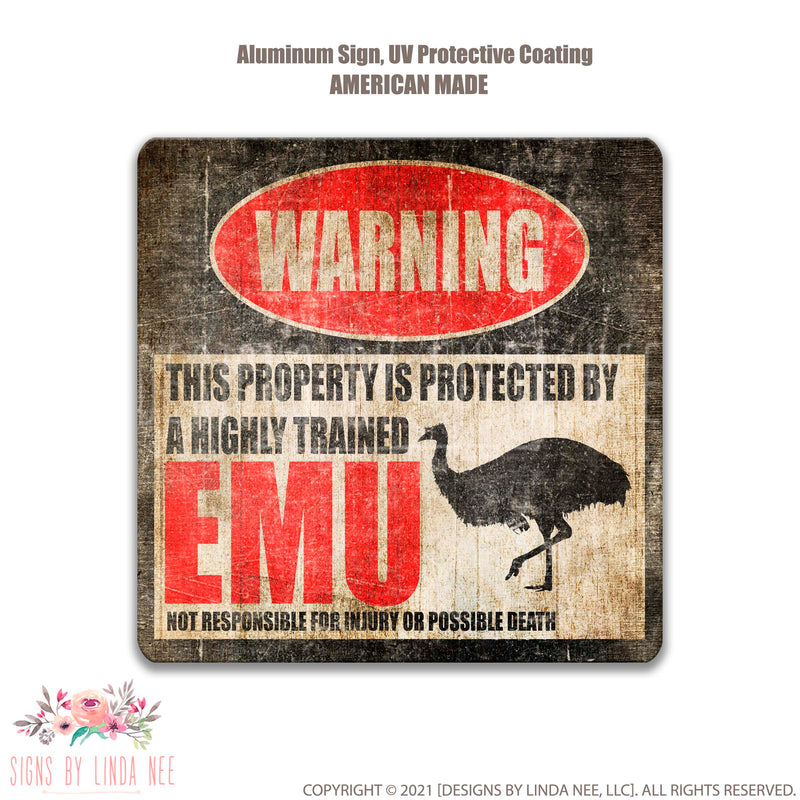 Distressed look background with font saying Warning This Property is Protected by a Highly trained Double Doodle Not responsible for injury or possible death Square sign  