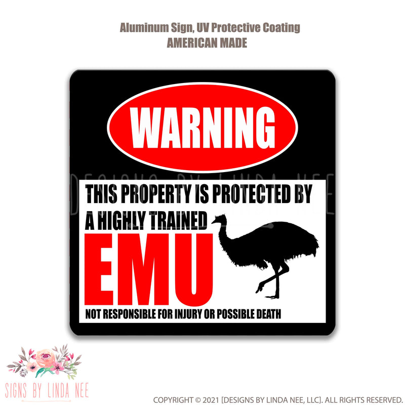 White background with font saying Warning This Property is Protected by a Highly trained Double Doodle Not responsible for injury or possible death Square sign  