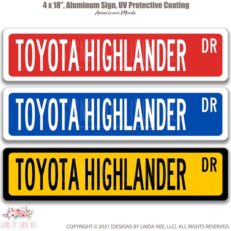 Toyota Highlander Street Sign, Garage Sign, Auto Accessories A-SSV004