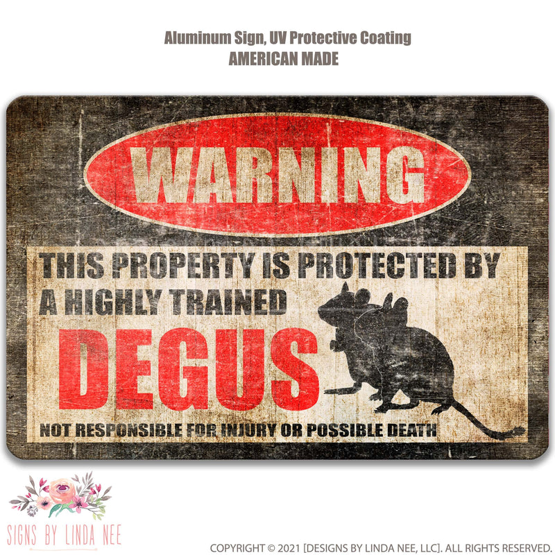 Funny Degu Sign, Protected by Degus Animal Decor Pet Degu Sign Degu Warning Sign Barn Sign Farm Decor Outdoor Decor Small Pet Gift 8-HIG024