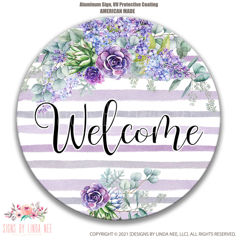 Lavender Welcome Sign, Floral Decor, Summer Welcome Sign, Summer Decor, Summer Wreath, Front Door Sign, Porch Sign, Roses, Purple F-WEL001