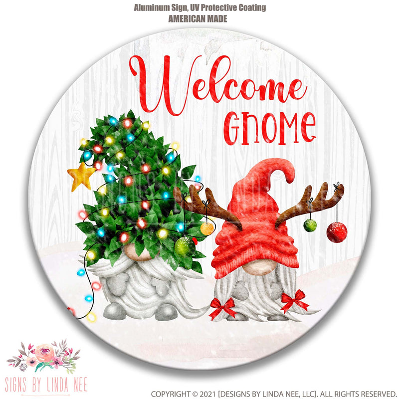 Gnome Sign, Christmas Gnome Wreath, Winter Welcome Sign, Holiday Gnome Decor, Cute Gnome Wreath Sign, Christmas Wreath Sign, Couple 7-XMS002