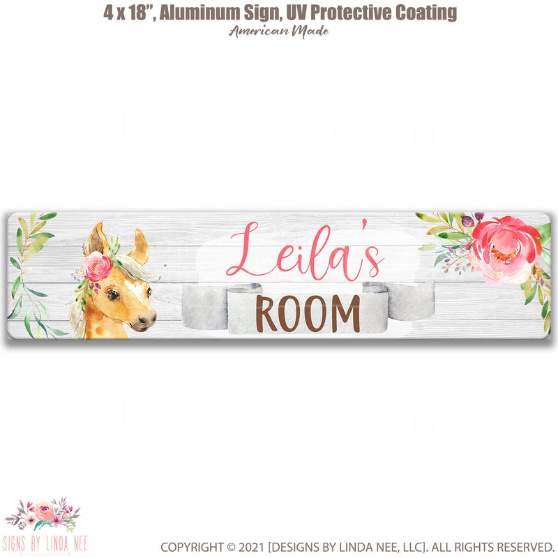 Girls Horse Room Sign Personalized Girls Room Sign Pony Bedroom Decor Custom Name Decor Girl Name Sign Kid Bedroom Horse Plaque B-FRM001